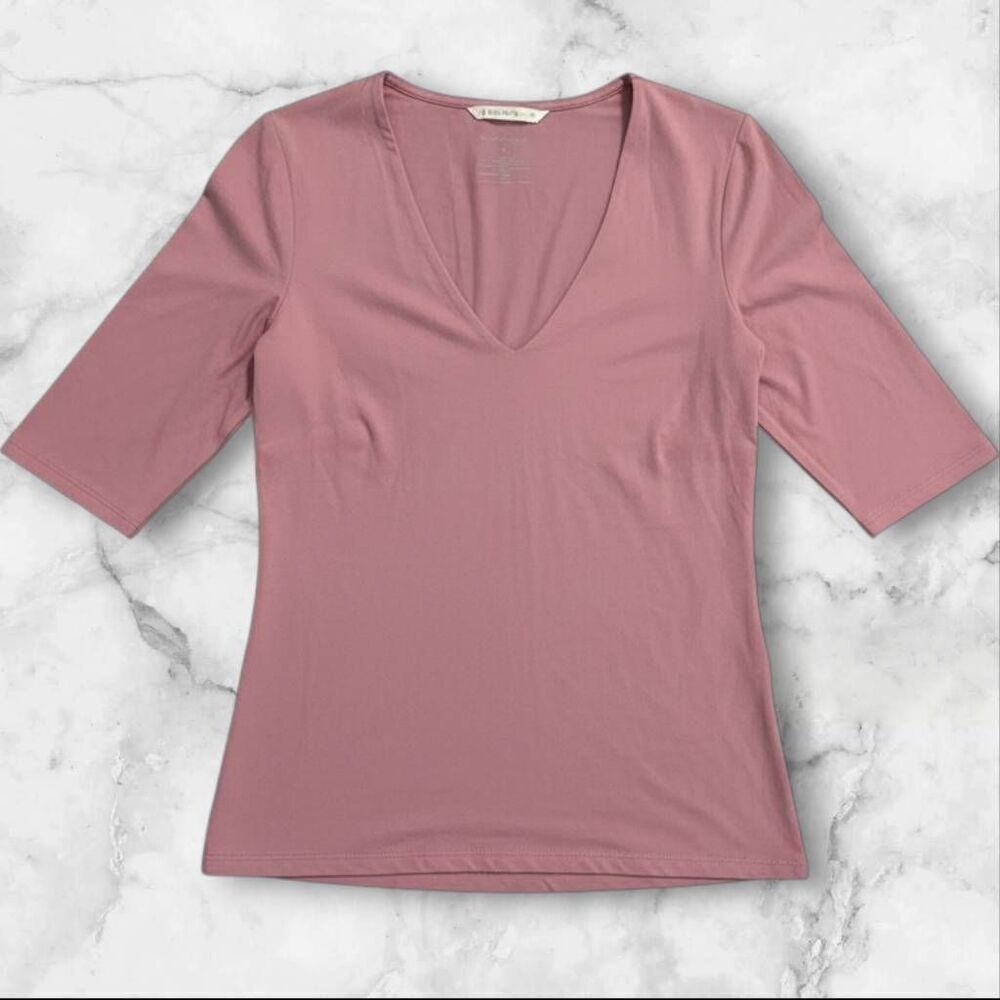 White House Black Market Pink Forme Short Sleeve Shirt Size Small